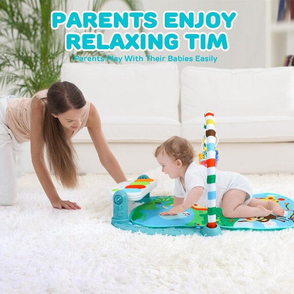 Adorable Baby Play Mat for Babies 0-6 Months - Tummy Time Mat Activity Center - Picture 8 of 9
